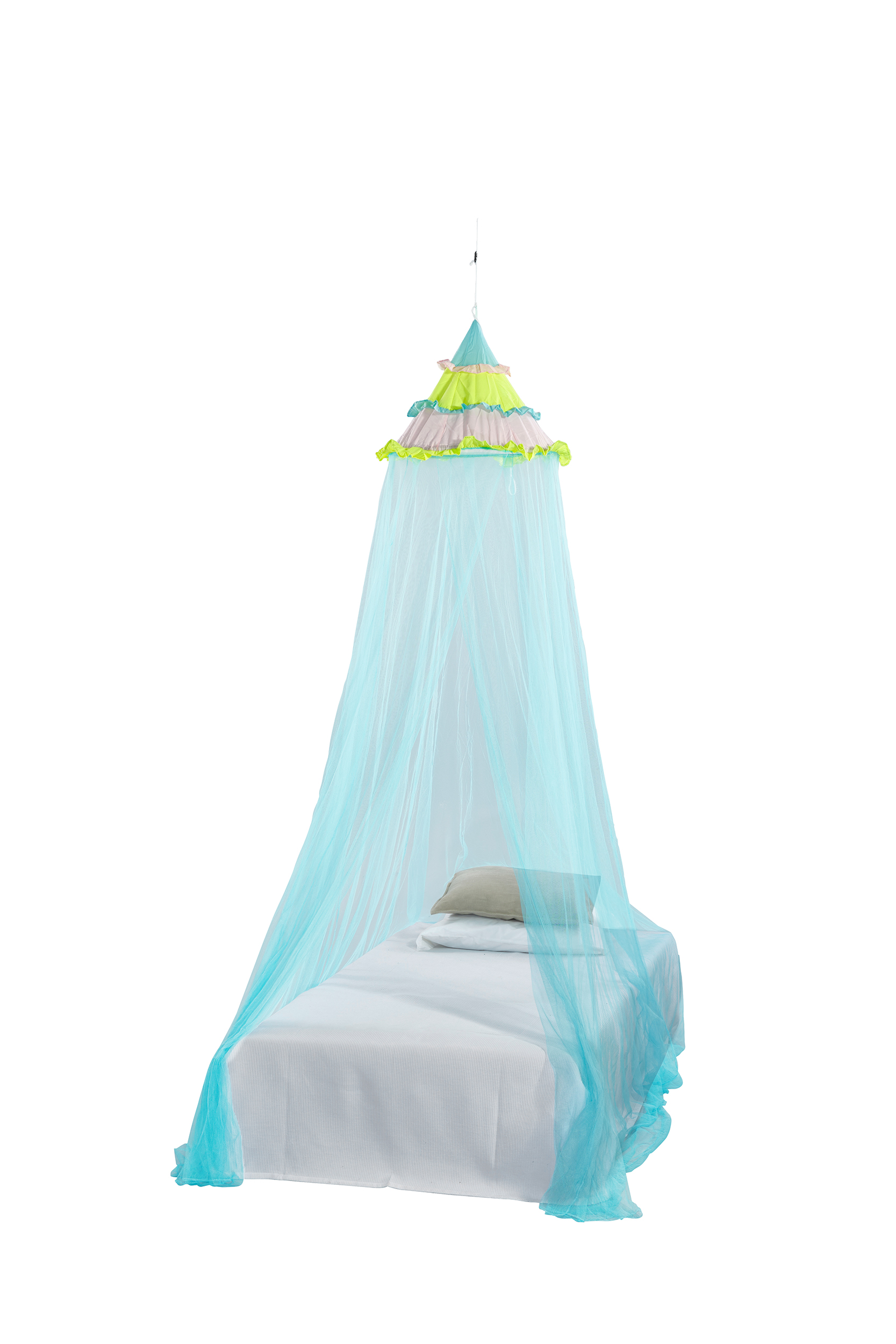 Klamboe Magic - Topring 58cm/ Omtrek 10mtr - Aqua/ lime/ roze - 1 pers
