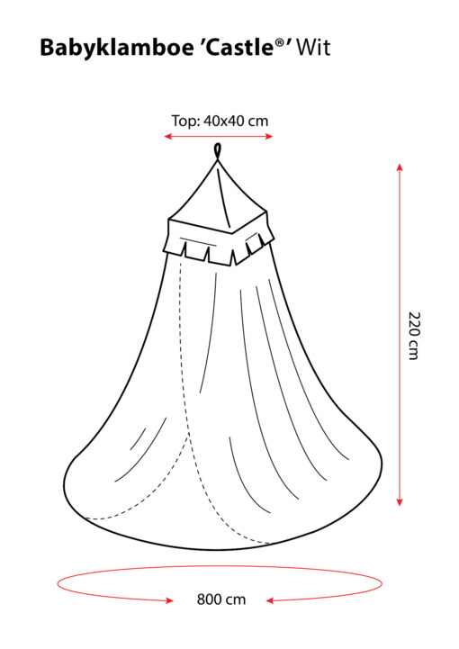Deconet klamboe Baby Castle - Topframe 40x40cm/ 800cm Omtrek WIT - Baby - Afbeelding 2