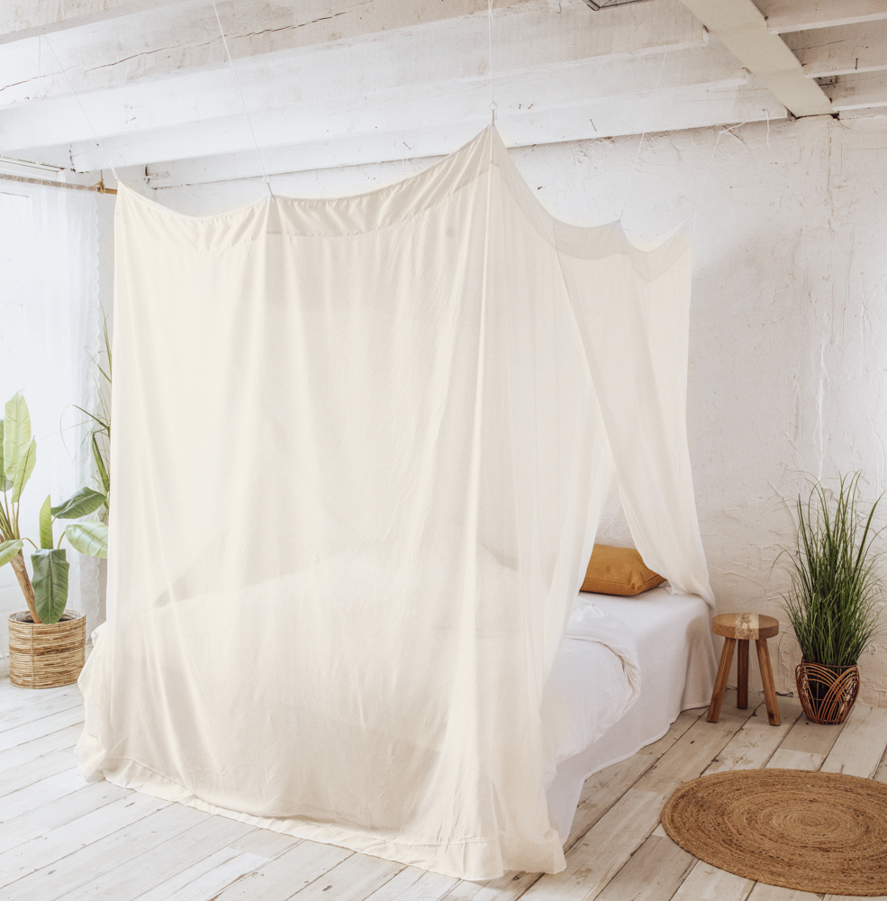 Deconet Bamboestof Klamboe - Raja - L210x B160cm Offwhite- 2pers