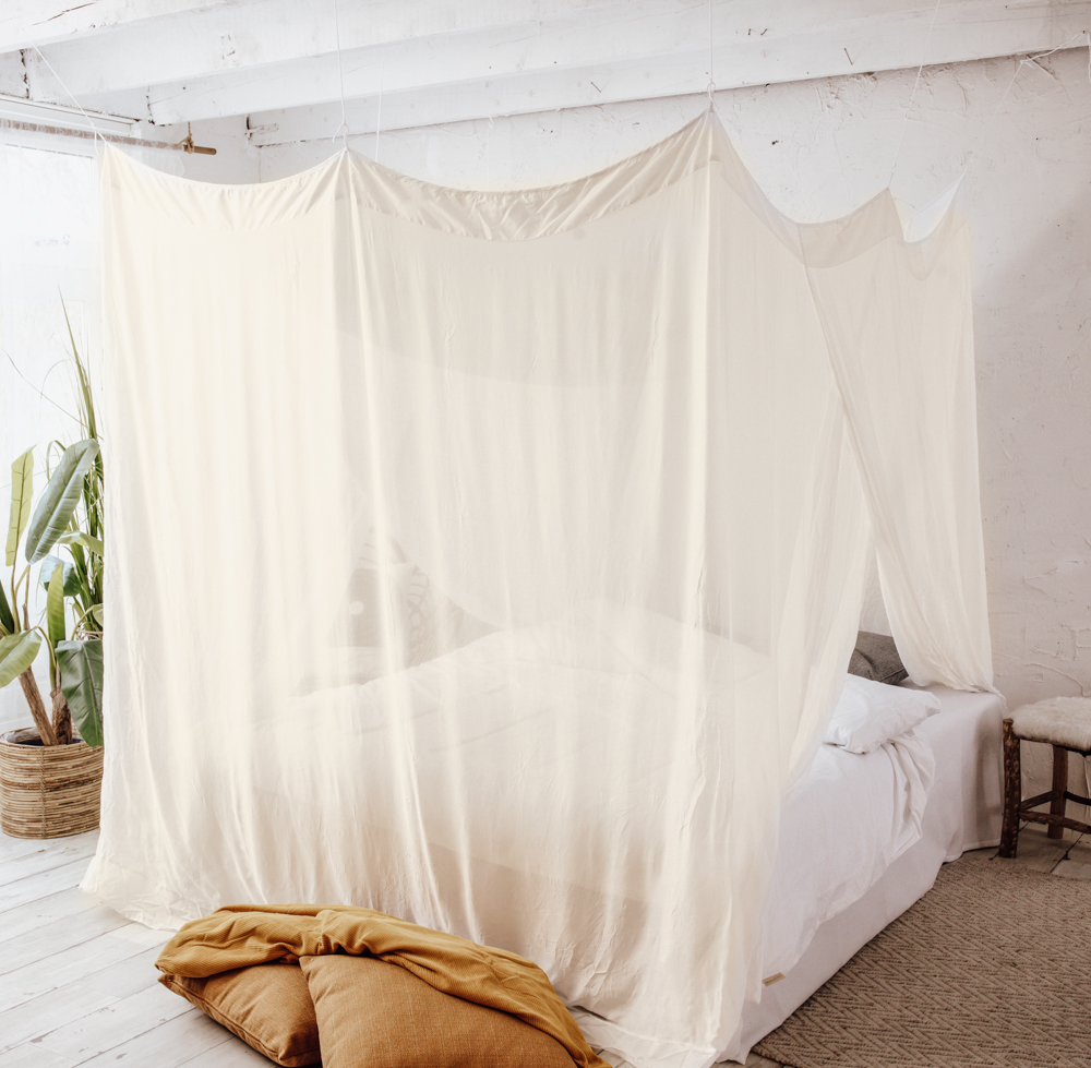 Deconet Bamboestof Klamboe - Ahisma - L210x B200cm- Offwhite 2 pers