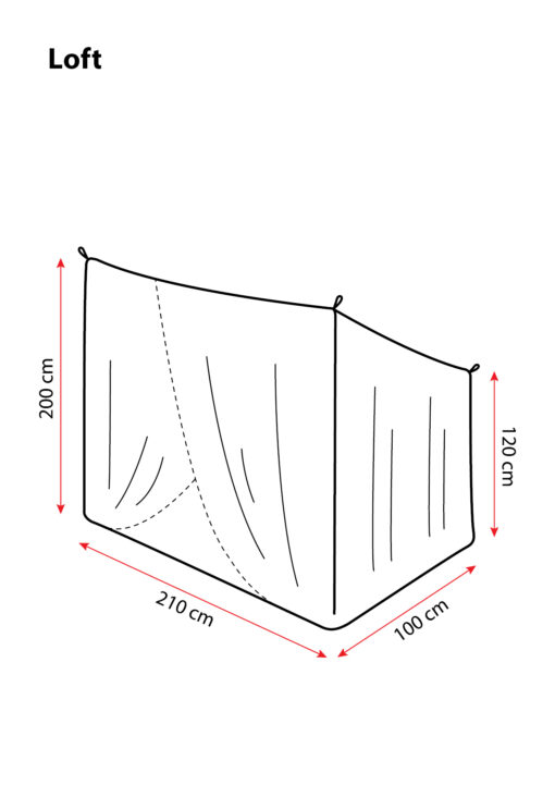 Deconet klamboe LOFT- ECRU - L210cm x H120cm én H200cm x B100cm 1 pers - Afbeelding 2