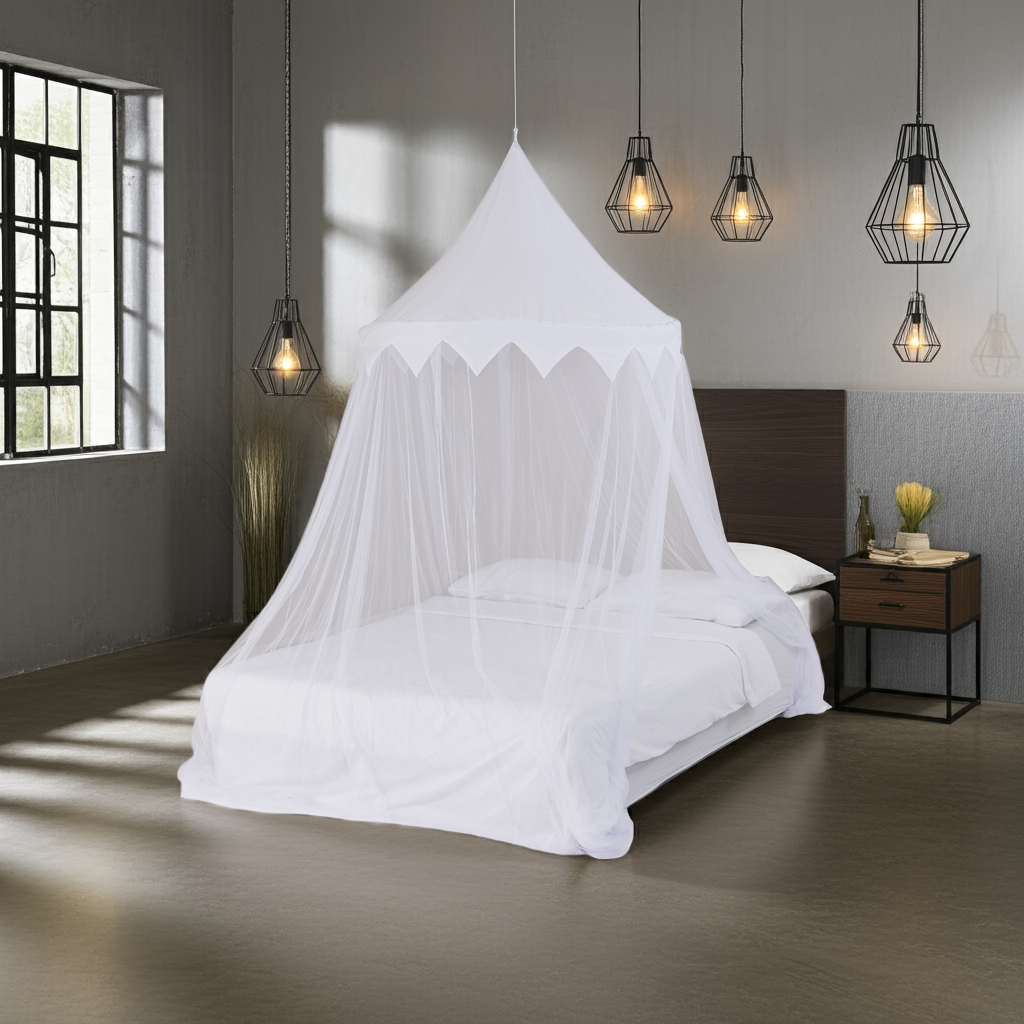 Deconet klamboe Marrakech XXL, Omtrek 1400cmx H240cm, Topring 120cm Wit, 2 persons,