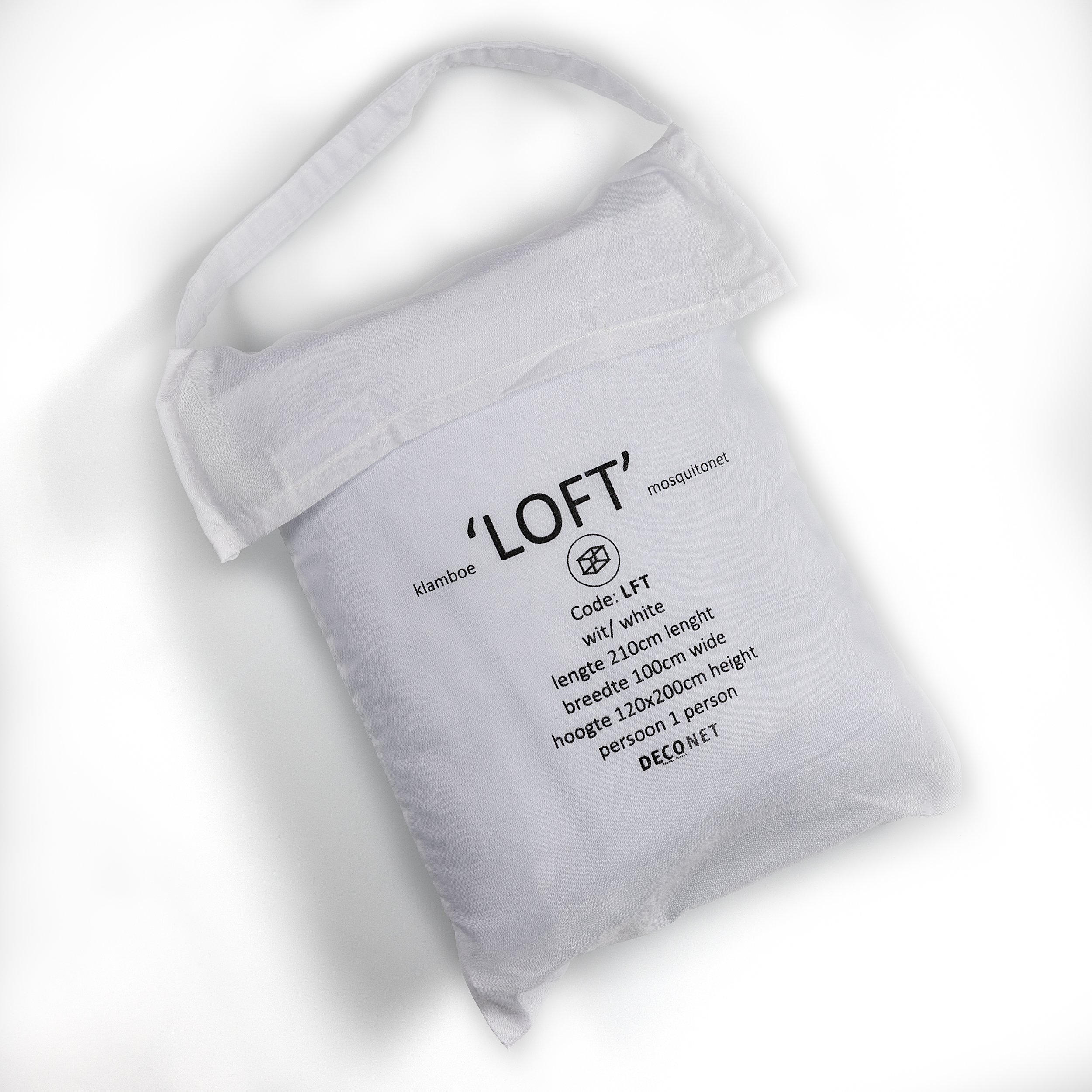Deconet klamboe LOFT- WIT- L210cm x H120cm én H200cm x B100cm 1 pers - Afbeelding 6