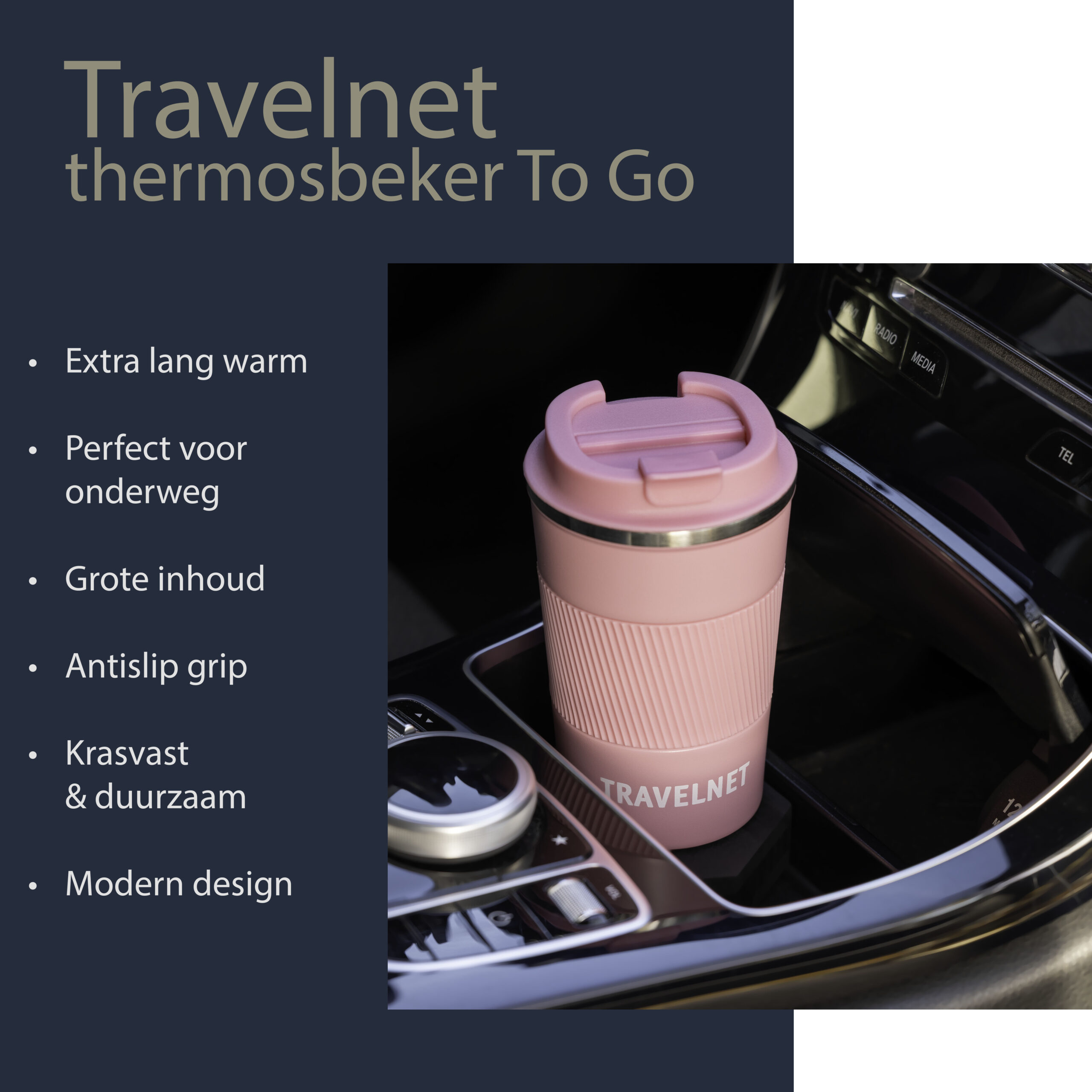 Travelnet thermosbeker – koffiebeker voor onderweg – reisbeker voor koffie en thee – 380 ml – roestvrij staal - Afbeelding 7