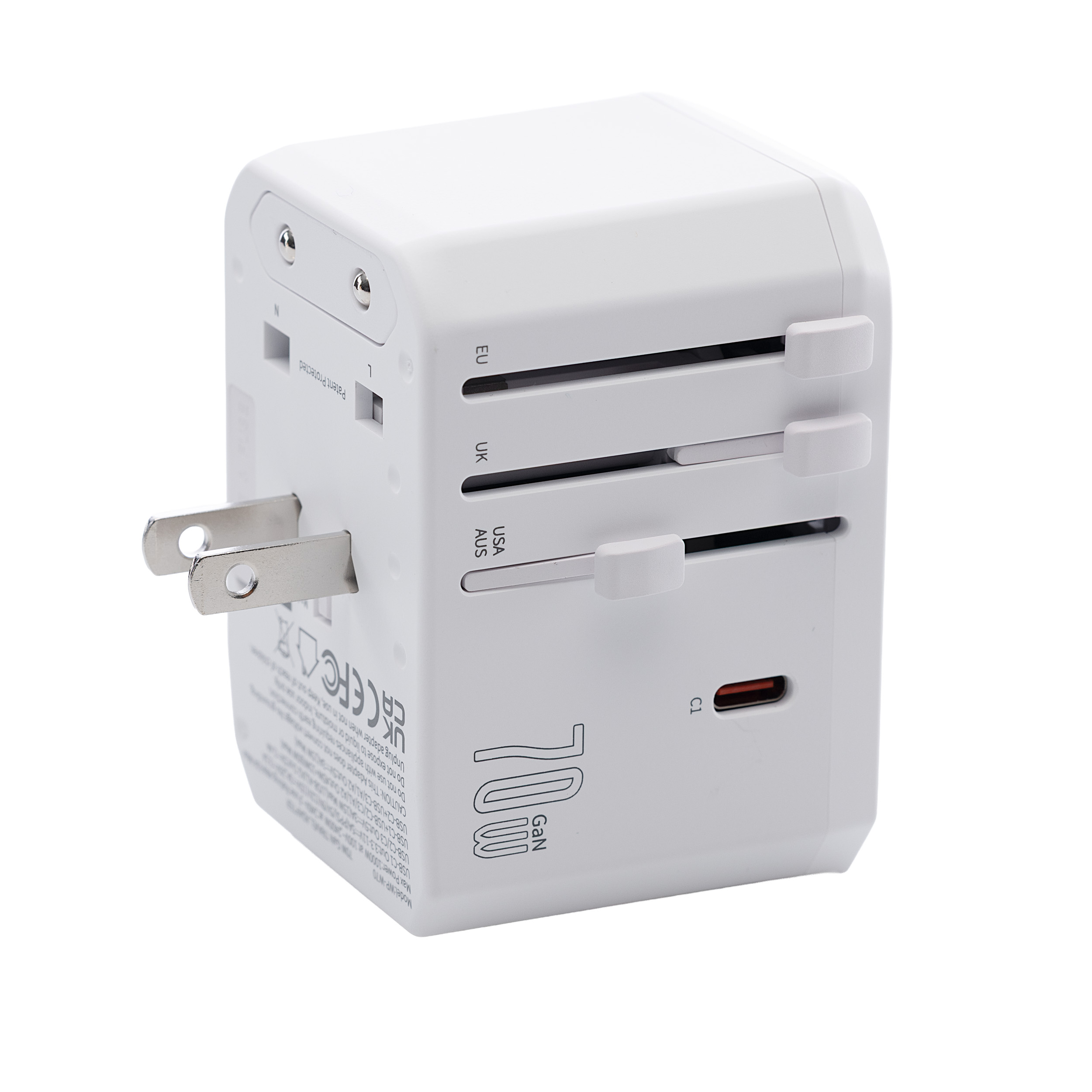 Travelnet Wereldstekker met USB-C (PD) 70W – Universele Reisstekker – 3x USB-C & 2x USB-A – Snellader - Afbeelding 3