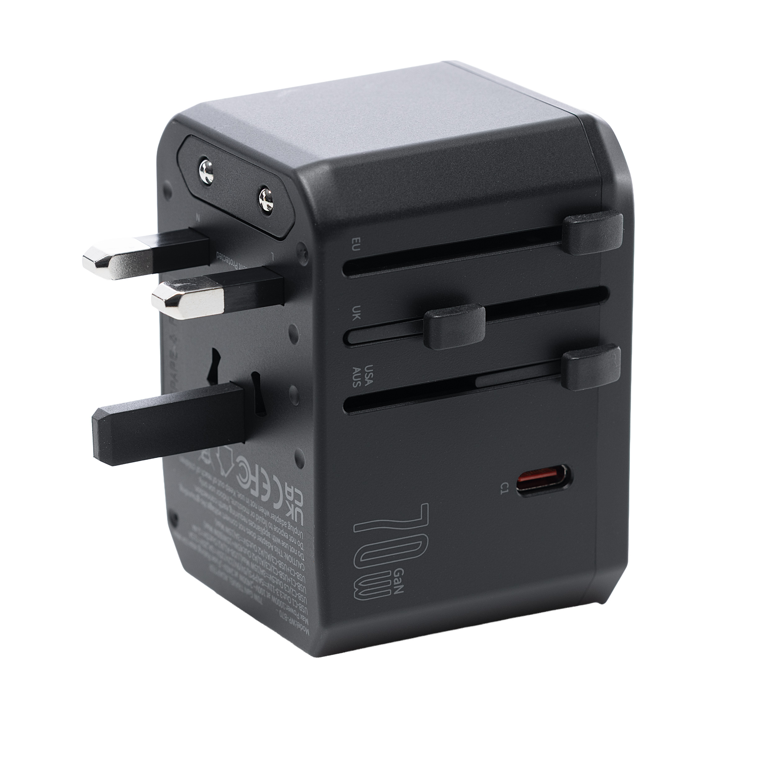 Travelnet Wereldstekker met USB-C (PD) 70W – Universele Reisstekker – 3x USB-C & 2x USB-A – Snellader - Afbeelding 5