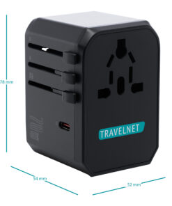 Alternative view of Travelnet Wereldstekker met USB-C (PD) 70W – Universele Reisstekker – 3x USB-C & 2x USB-A – Snellader