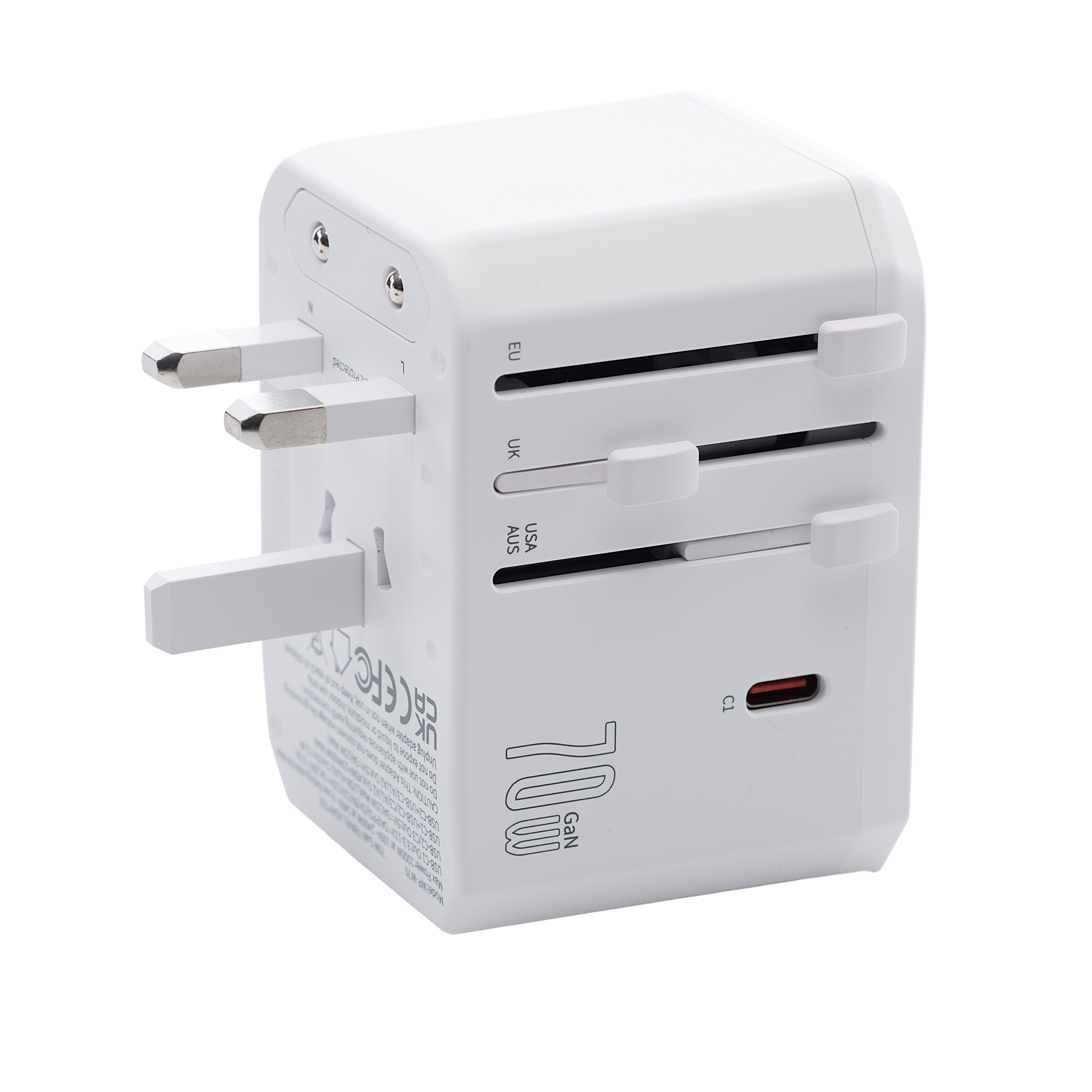Travelnet Wereldstekker met USB-C (PD) 70W – Universele Reisstekker – 3x USB-C & 2x USB-A – Snellader - Afbeelding 4