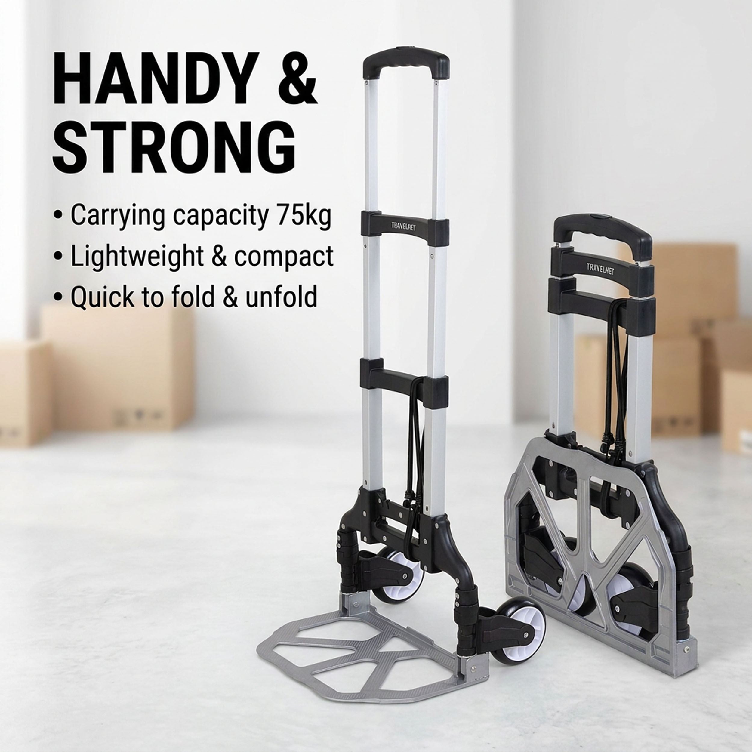 Travelnet Steekwagen opvouwbaar met spanband max. 75 kg - Afbeelding 2