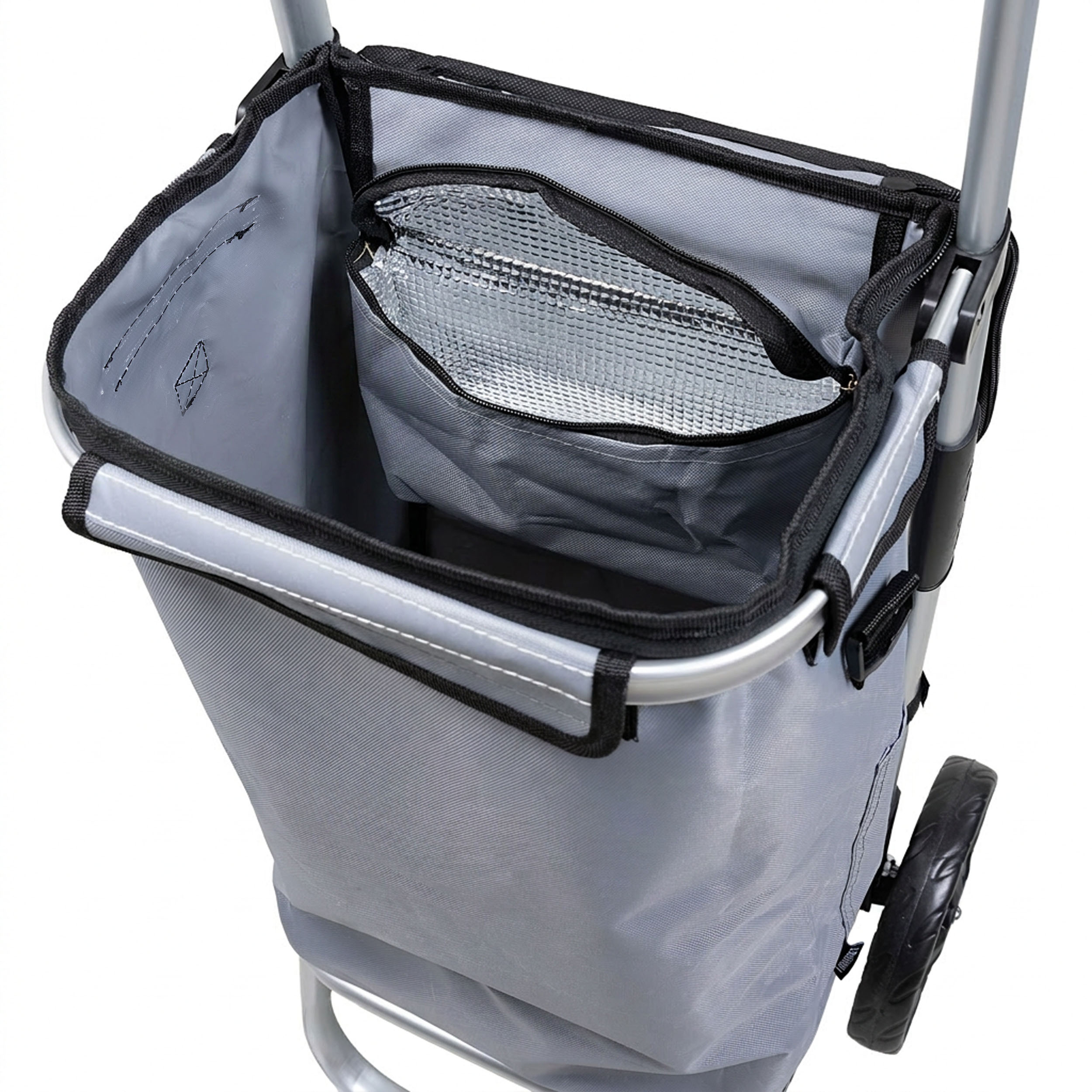 Travelnet Boodschappenwagen 40L, met koelvakje, inklapbaar, aluminium frame - Afbeelding 4