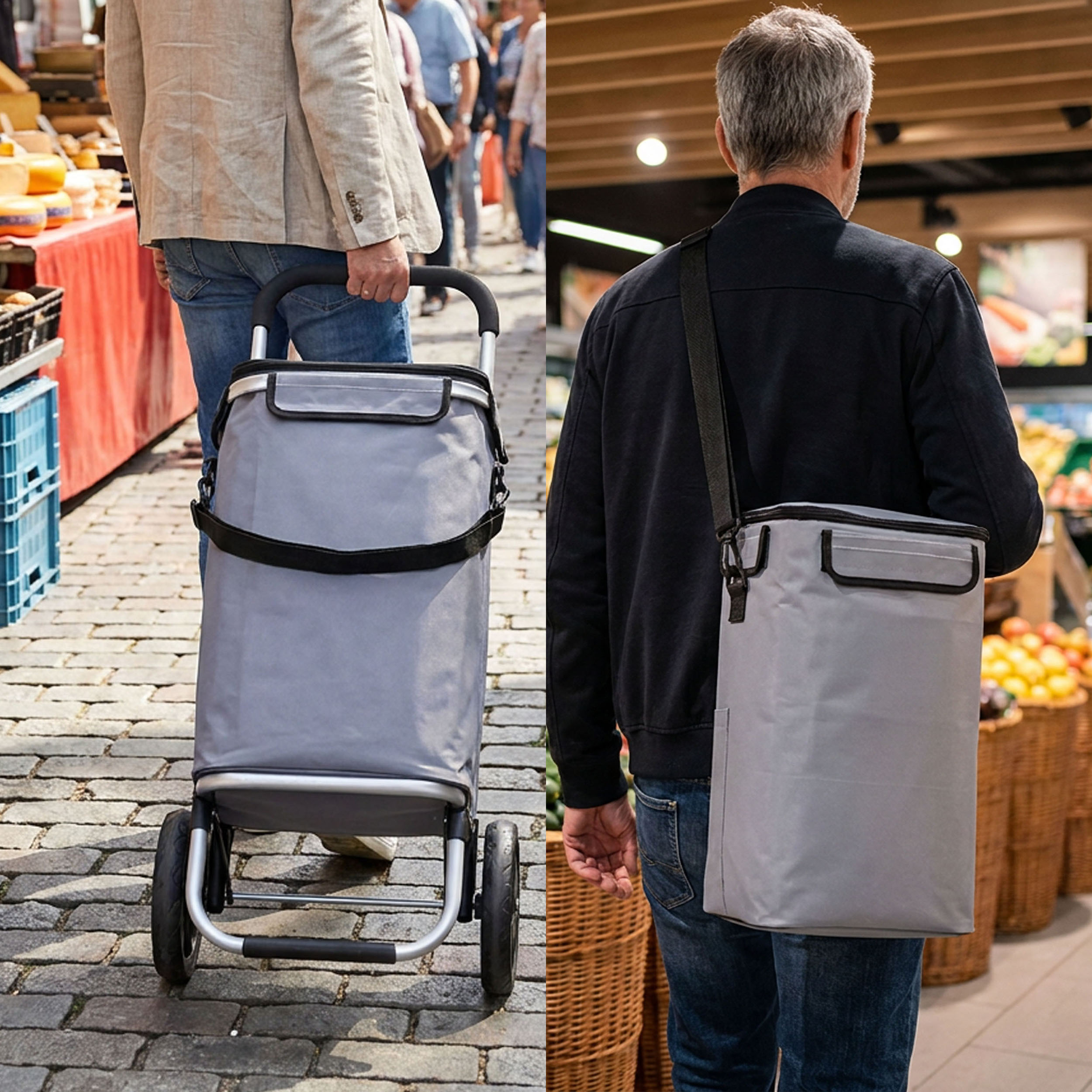 Travelnet boodschappentrolley met volledige koeltas. 40liter, inklapbaar, met wielen - Afbeelding 12