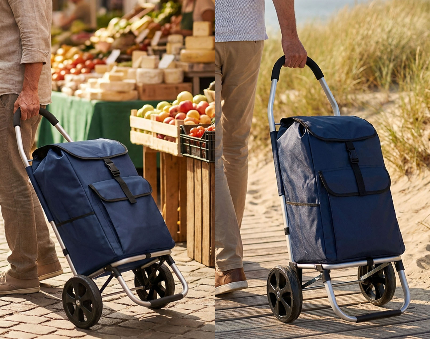 Travelnet Boodschappenwagen 40L, inklapbaar, aluminium frame, met wielen - Afbeelding 10
