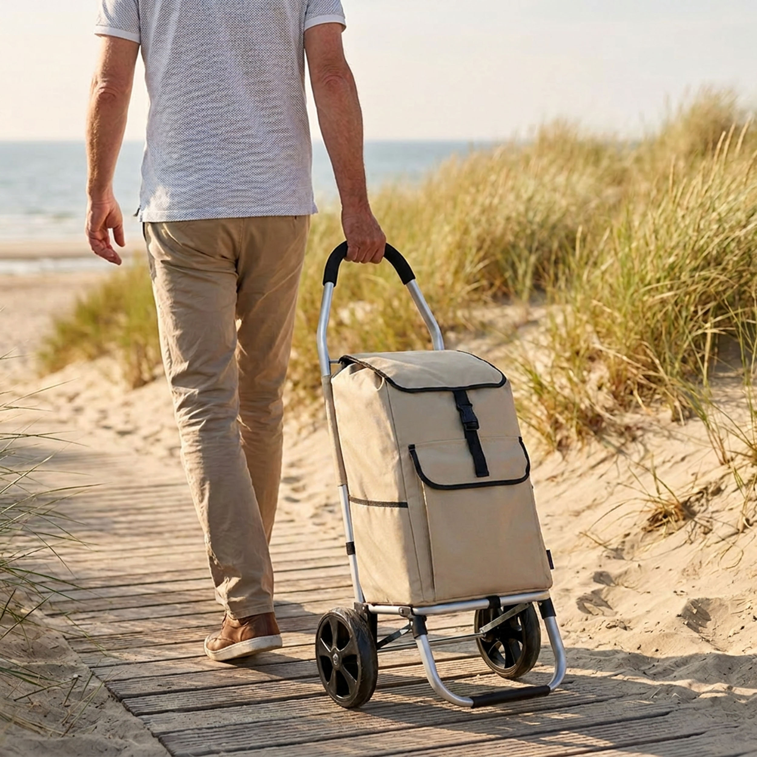 Travelnet Boodschappenwagen 40L, inklapbaar, aluminium frame, met wielen - Afbeelding 3