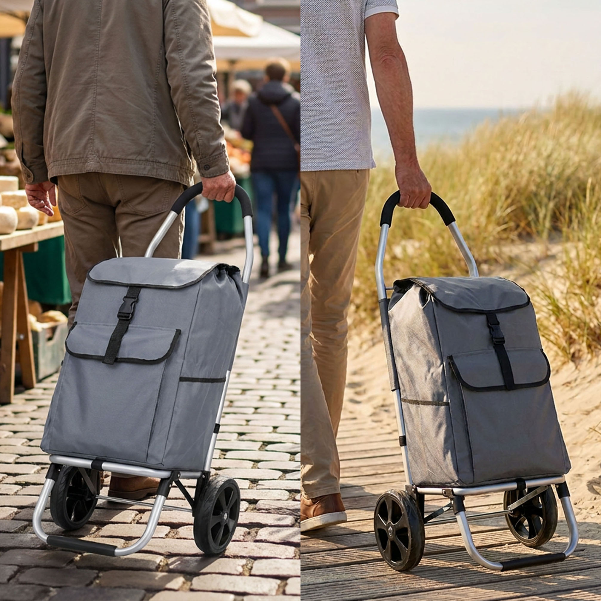 Travelnet Boodschappenwagen 40L, inklapbaar, aluminium frame, met wielen - Afbeelding 10
