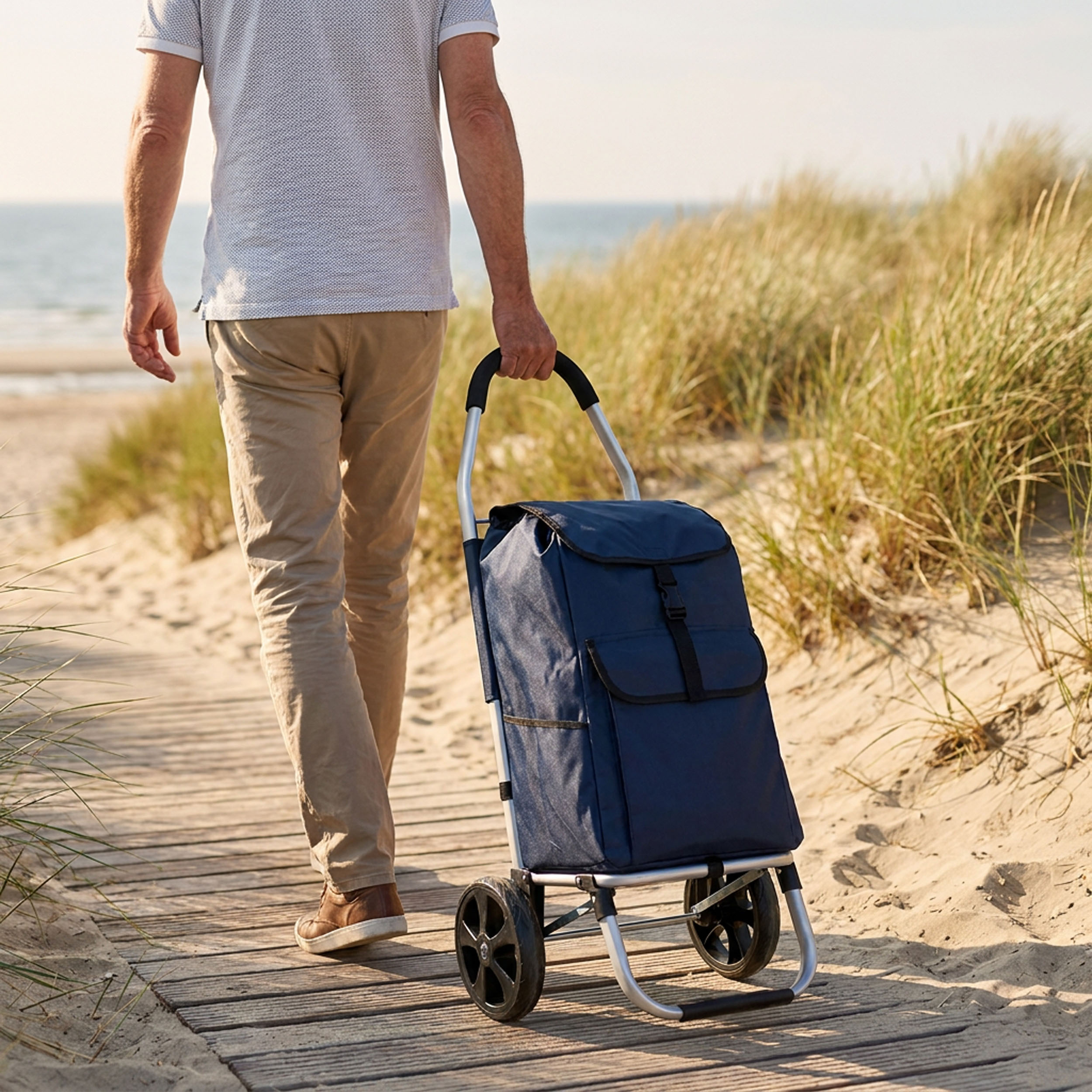 Travelnet Boodschappenwagen 40L, inklapbaar, aluminium frame, met wielen - Afbeelding 3