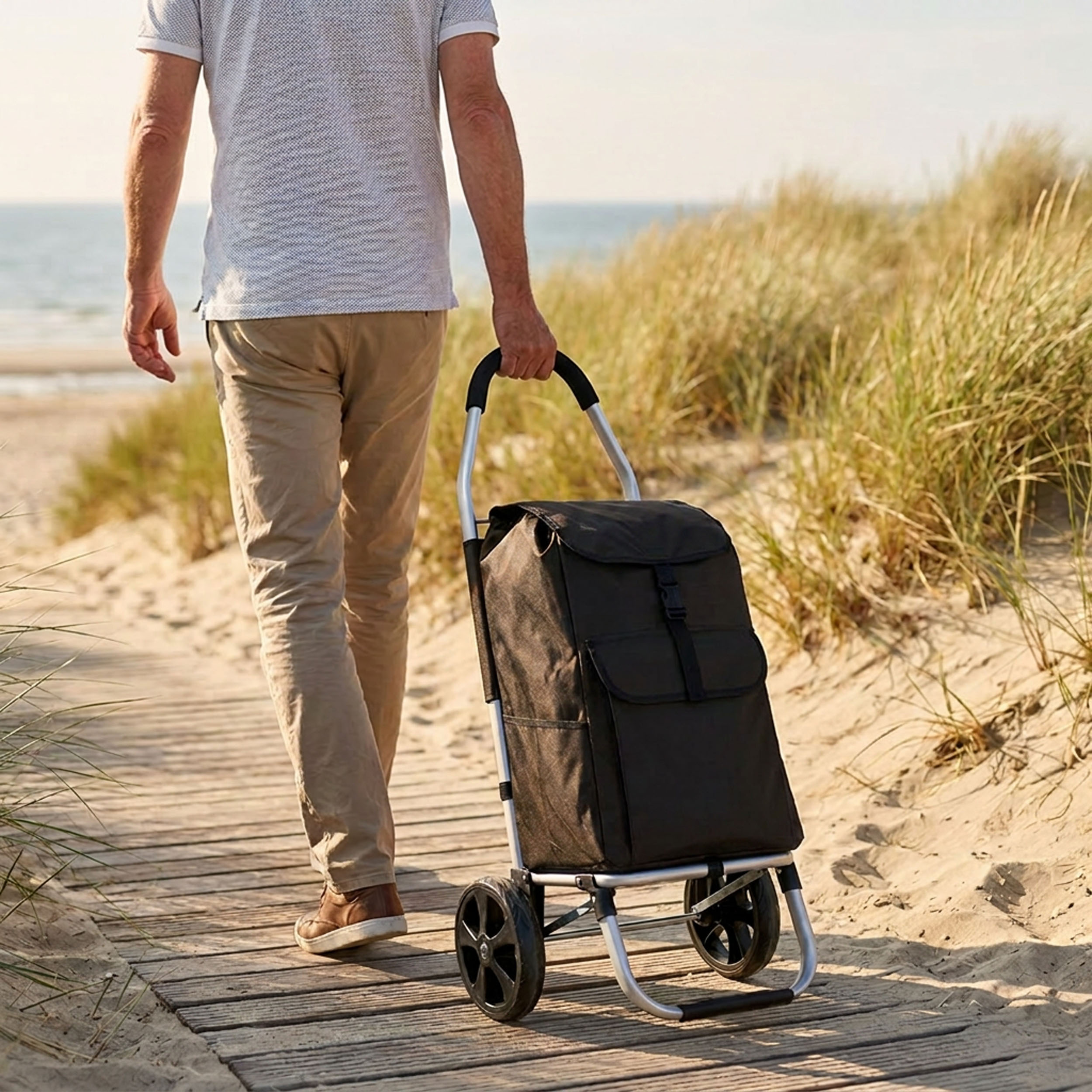 Travelnet Boodschappenwagen 40L, inklapbaar, aluminium Frame, met Wielen - Afbeelding 3