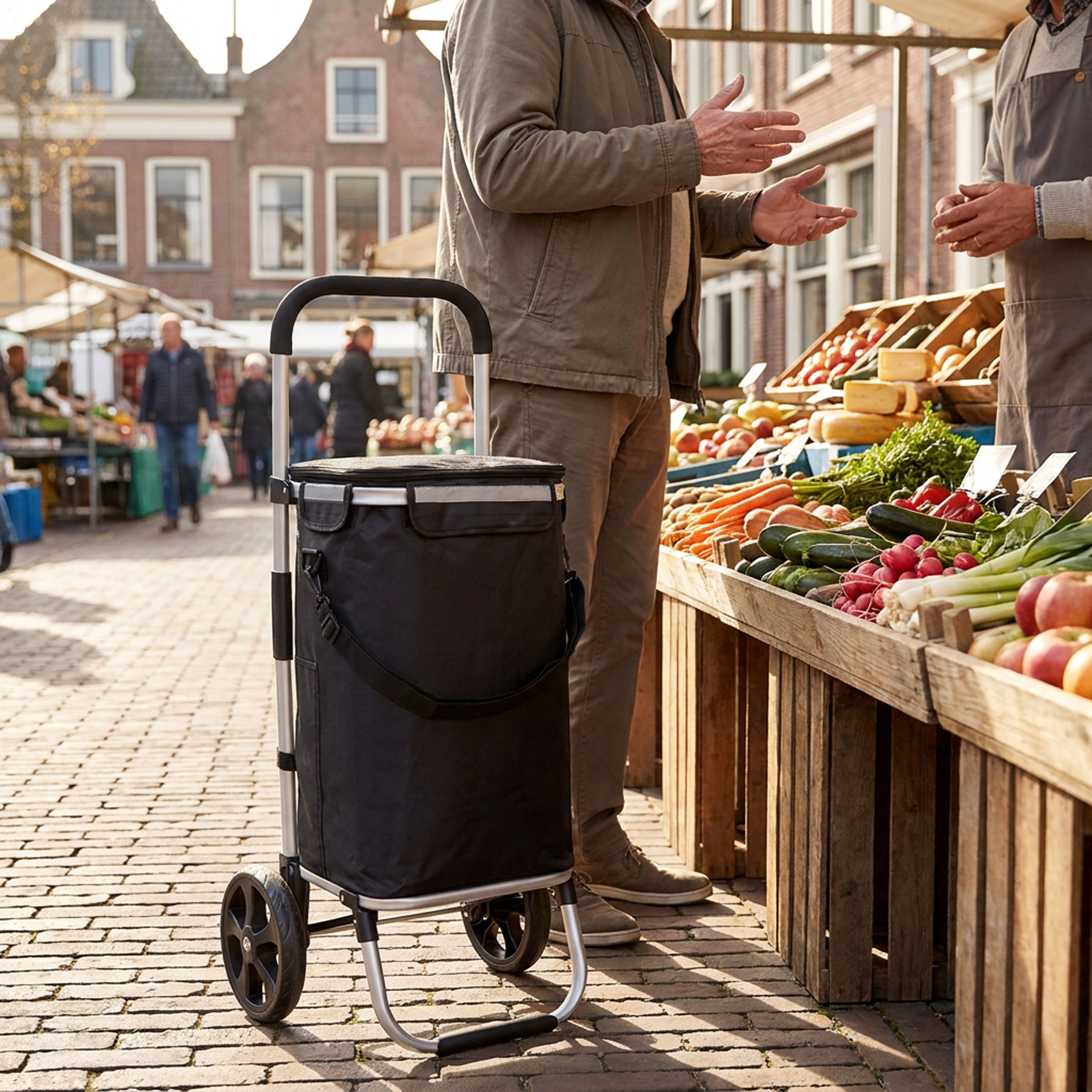 Travelnet Boodschappenwagen 40L, met koelvakje, inklapbaar, aluminium frame - Afbeelding 2