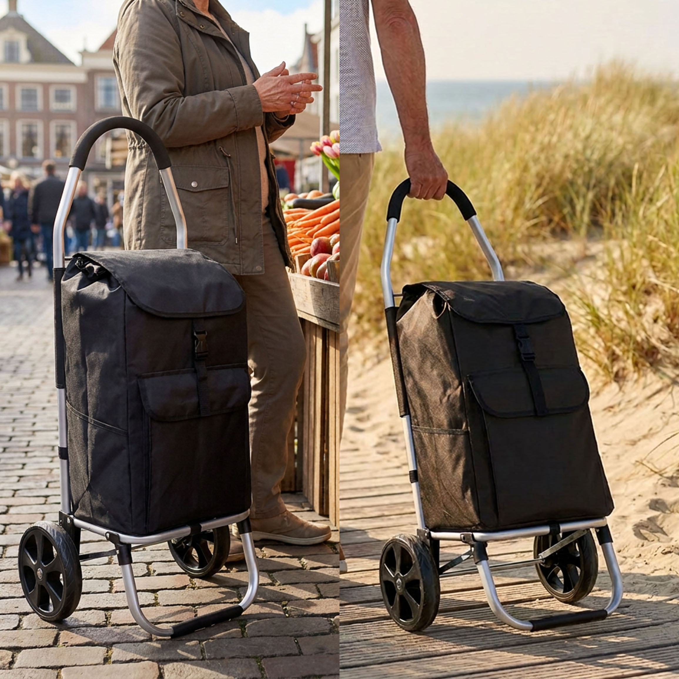 Travelnet Boodschappenwagen 40L, inklapbaar, aluminium Frame, met Wielen - Afbeelding 10