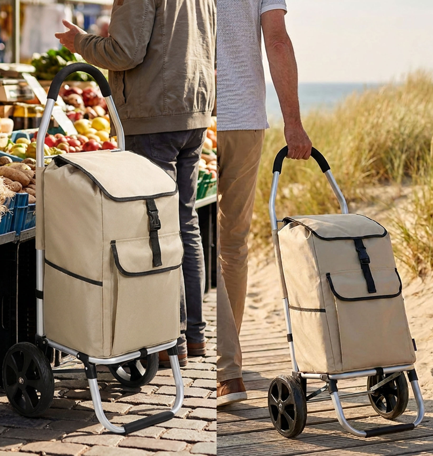 Travelnet Boodschappenwagen 40L, inklapbaar, aluminium frame, met wielen - Afbeelding 10