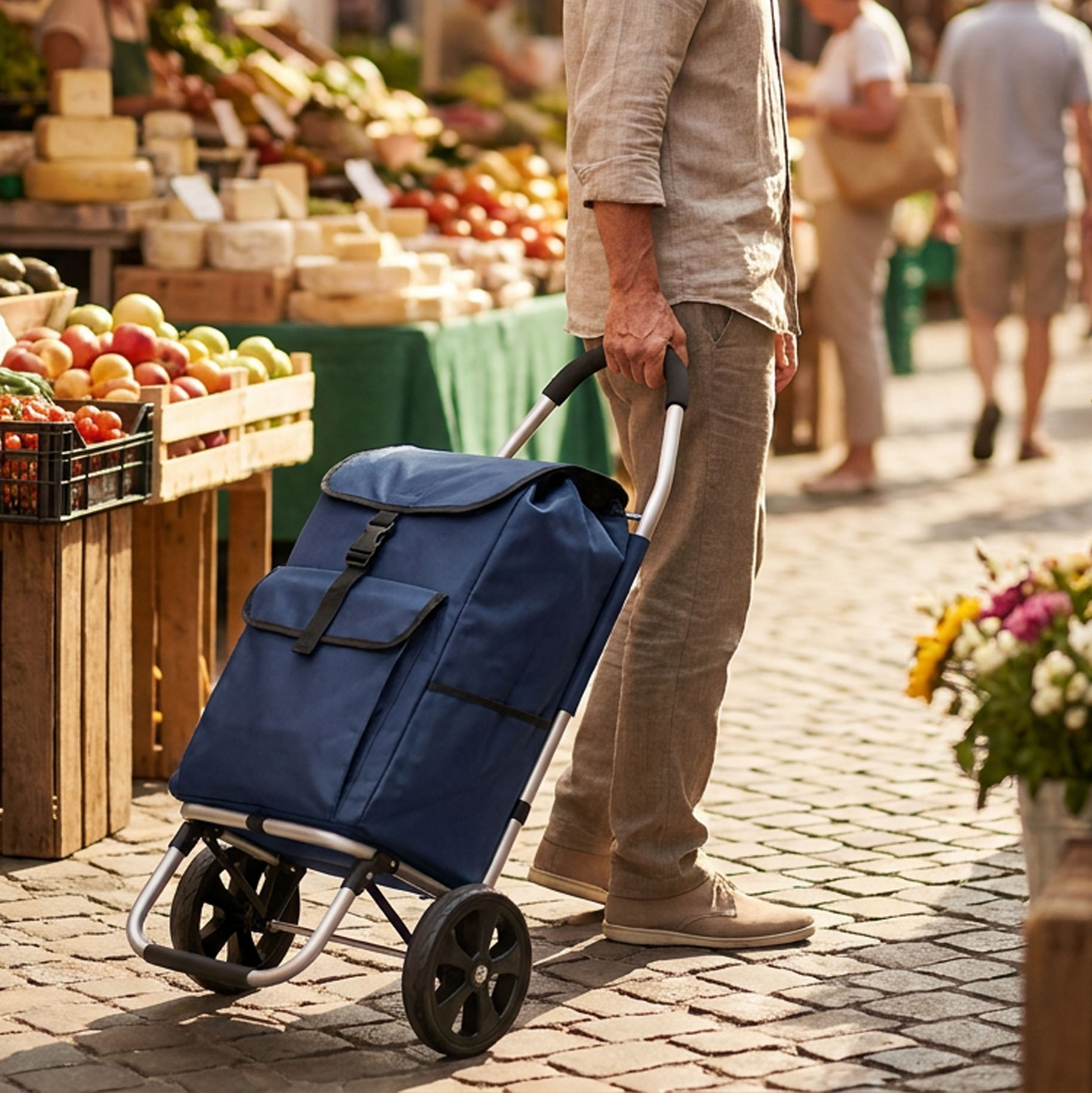 Travelnet Boodschappenwagen 40L, inklapbaar, aluminium frame, met wielen - Afbeelding 2