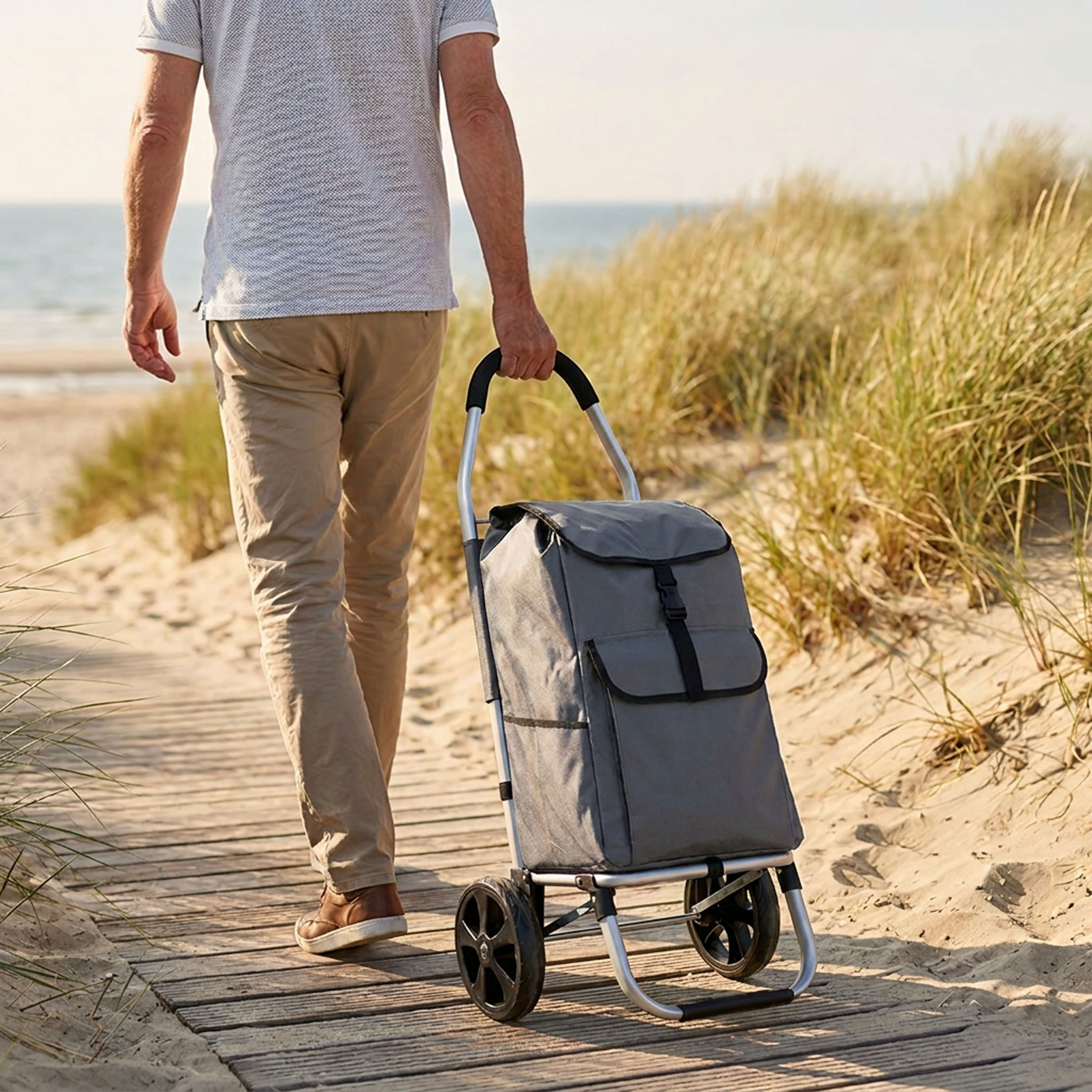 Travelnet Boodschappenwagen 40L, inklapbaar, aluminium frame, met wielen - Afbeelding 3