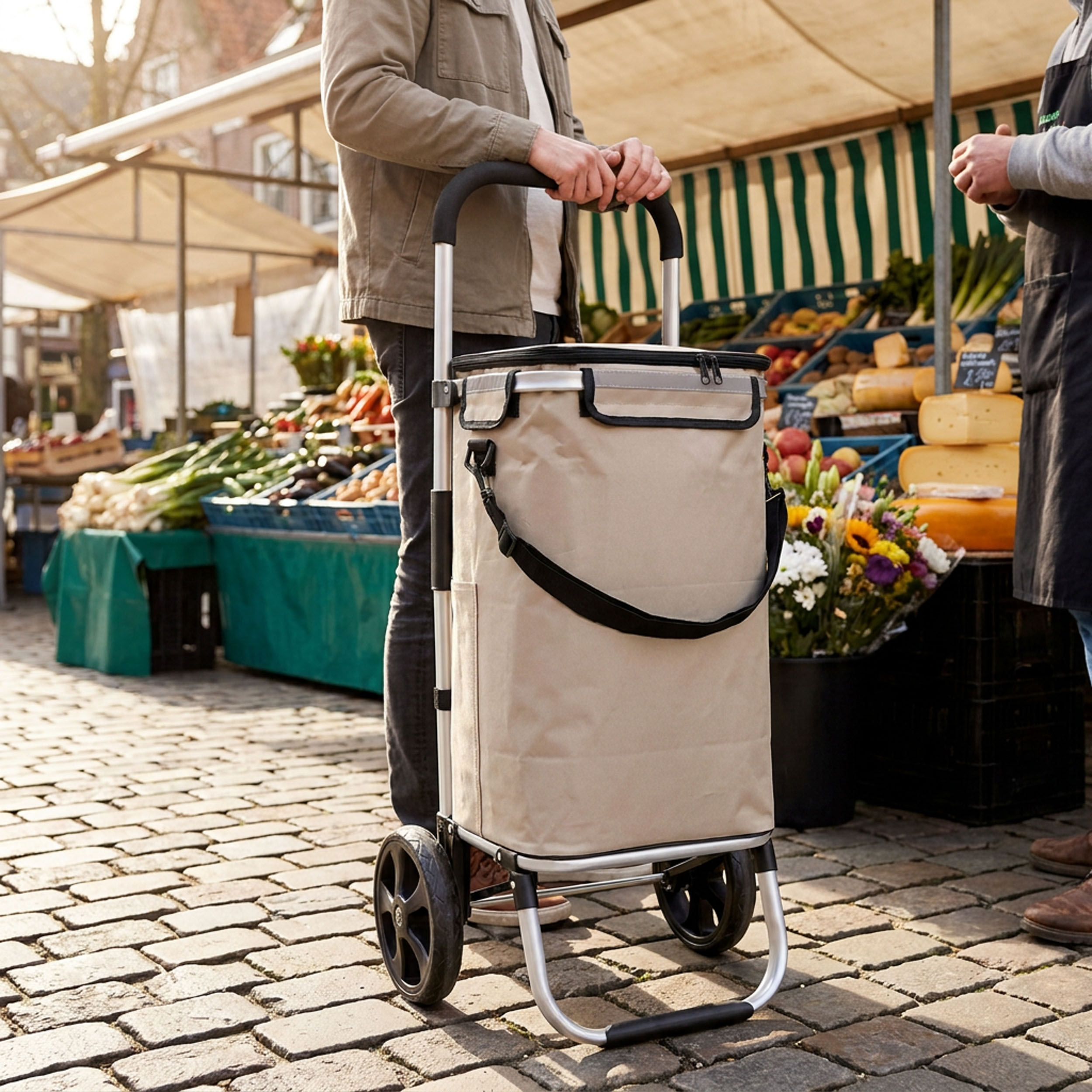 Travelnet Boodschappenwagen 40L, met koelvakje, inklapbaar, aluminium frame - Afbeelding 2