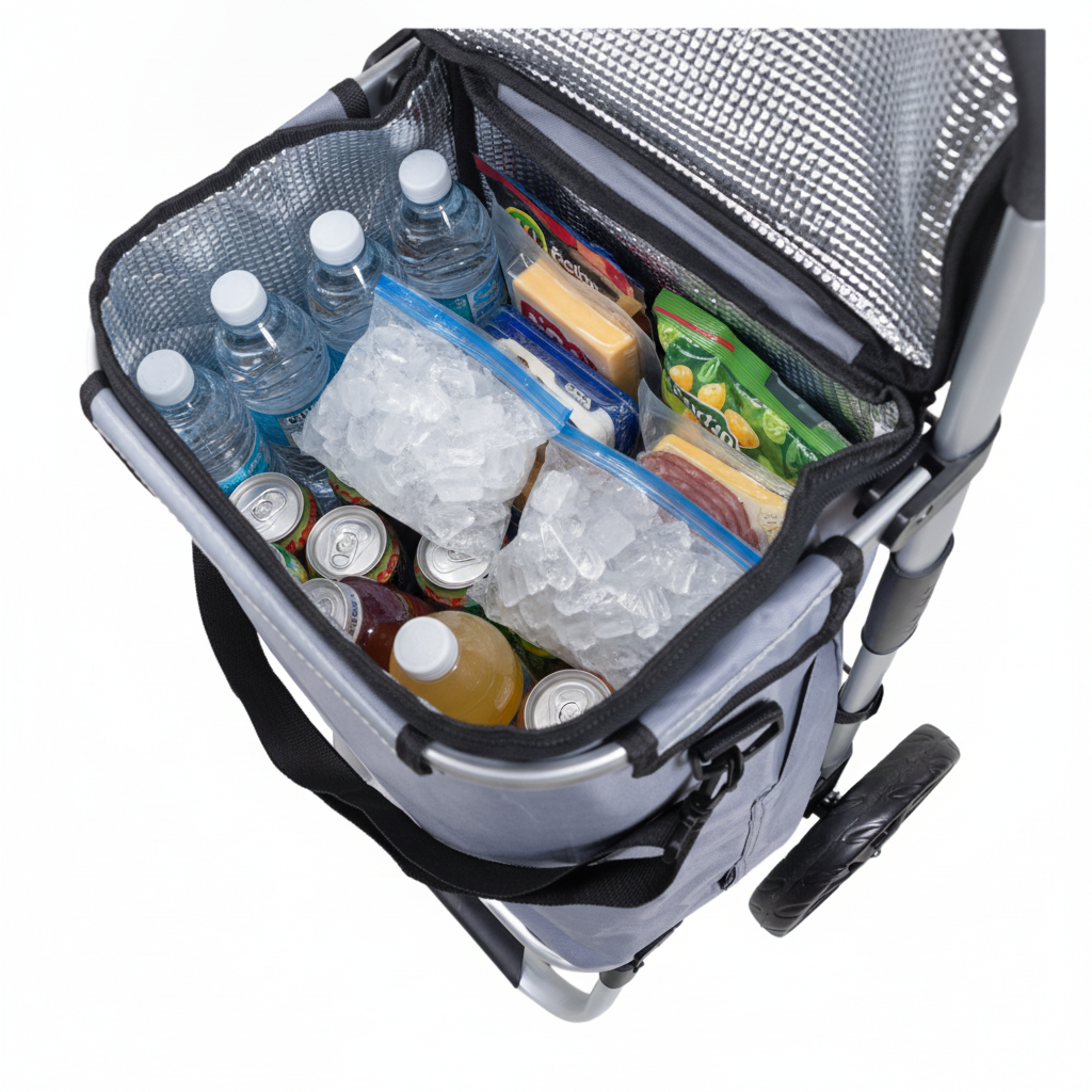 Travelnet boodschappentrolley met volledige koeltas. 40liter, inklapbaar, met wielen - Afbeelding 6