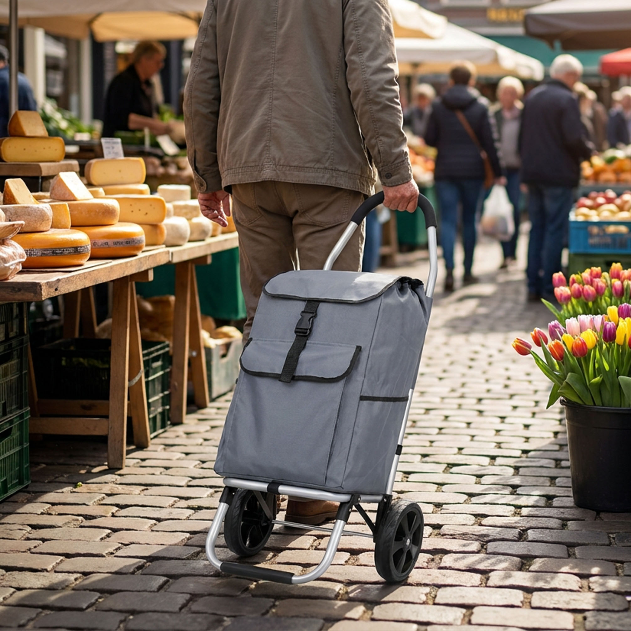 Travelnet Boodschappenwagen 40L, inklapbaar, aluminium frame, met wielen - Afbeelding 2