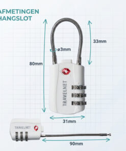 Travelnet TSA Reisslot met Cijfercode Set van 4 - Afbeelding 7