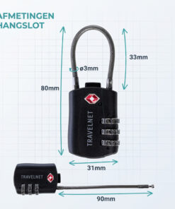 Travelnet TSA Reisslot met Cijfercode Set van 4 - Afbeelding 4