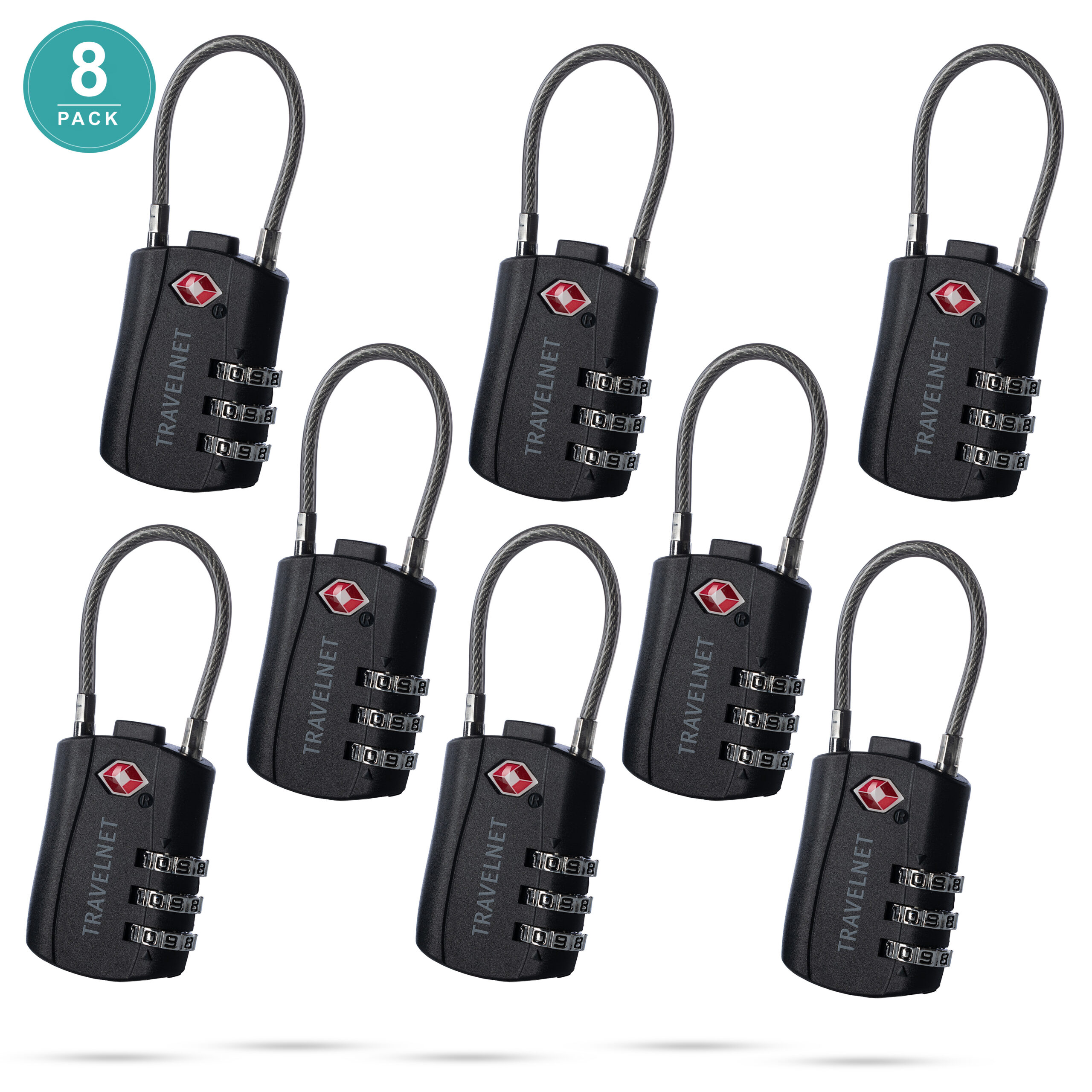 Travelnet TSA Reisslot met Cijfercode Set van 8