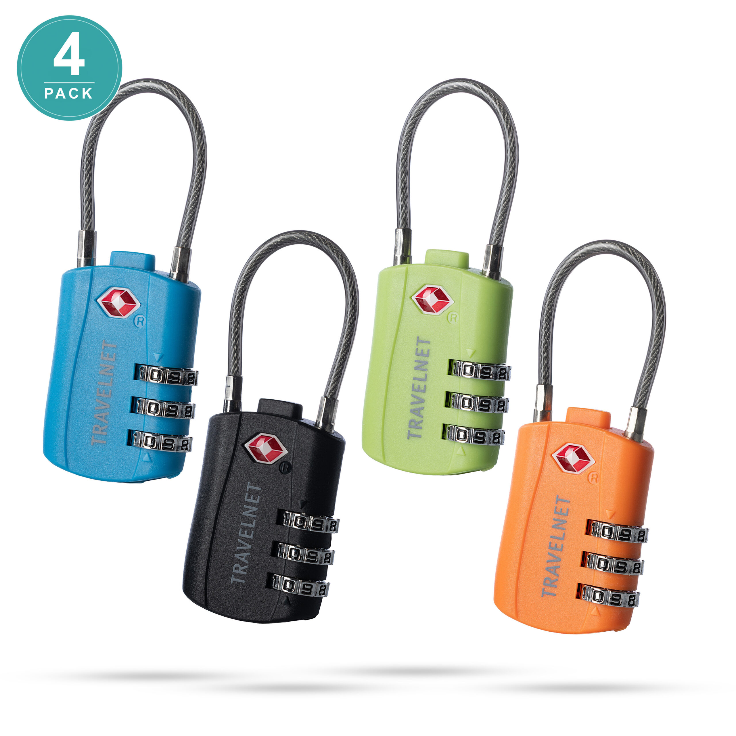 Travelnet TSA Reisslot met Cijfercode Set van 4