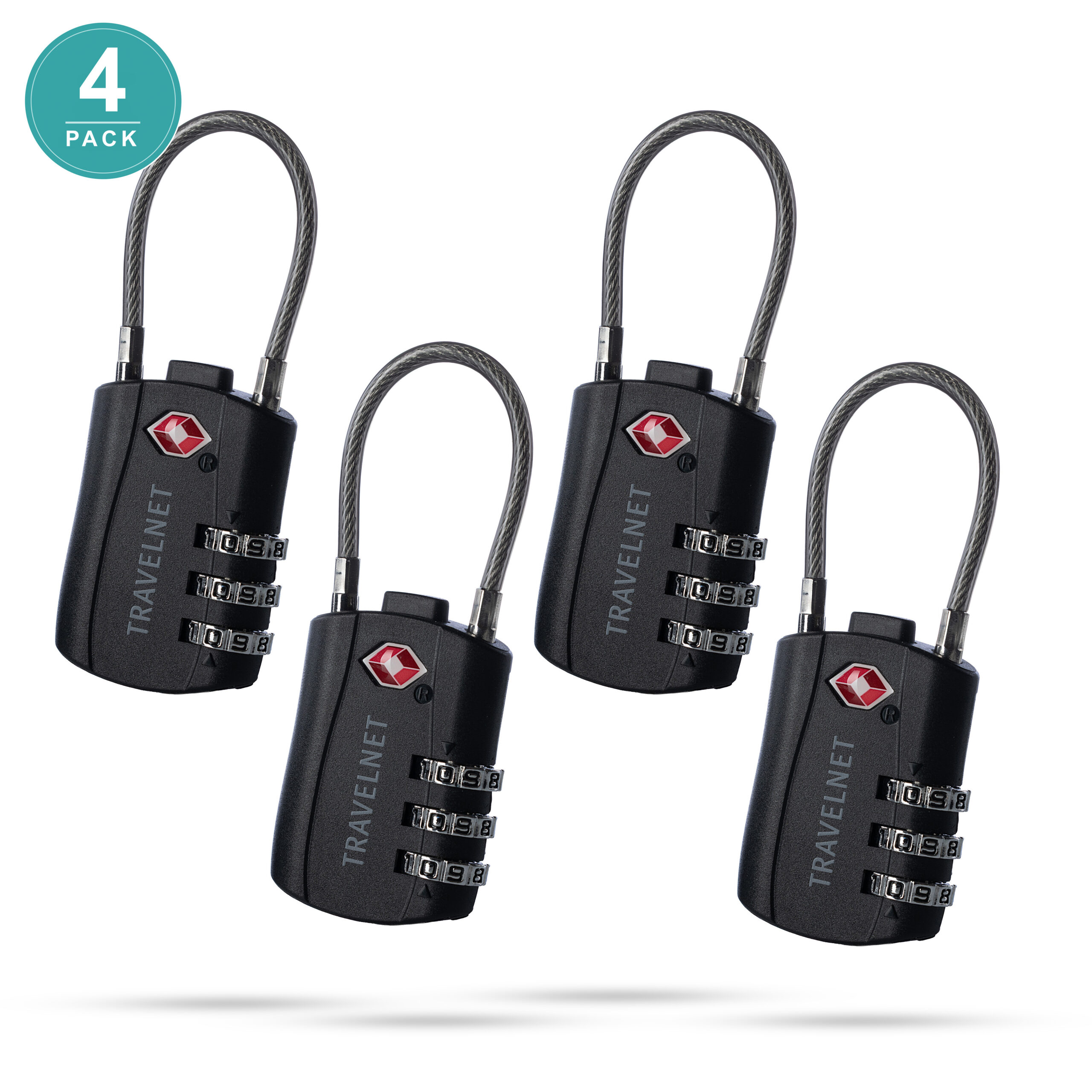 Travelnet TSA Reisslot met Cijfercode Set van 4