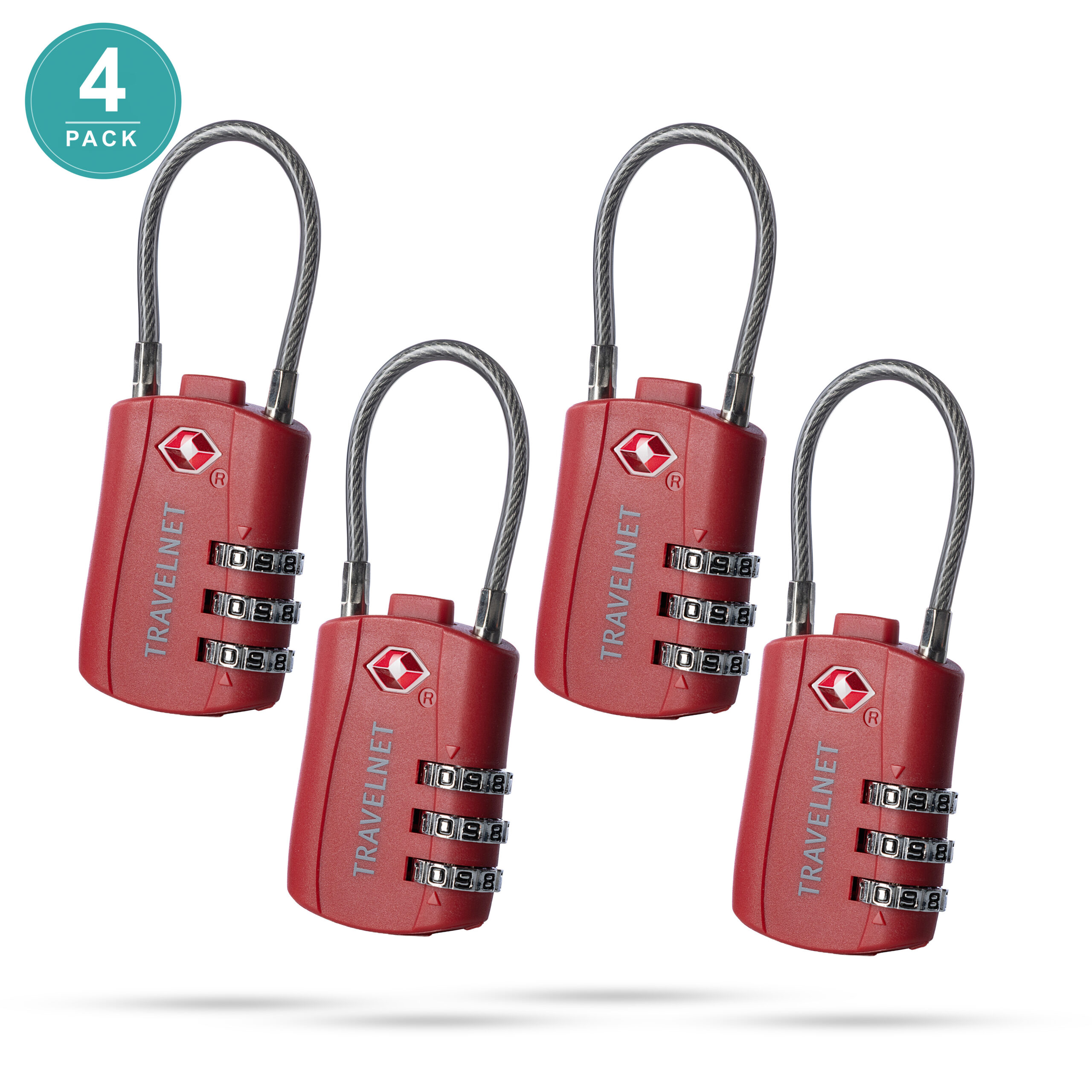 Travelnet TSA Reisslot met Cijfercode Set van 4