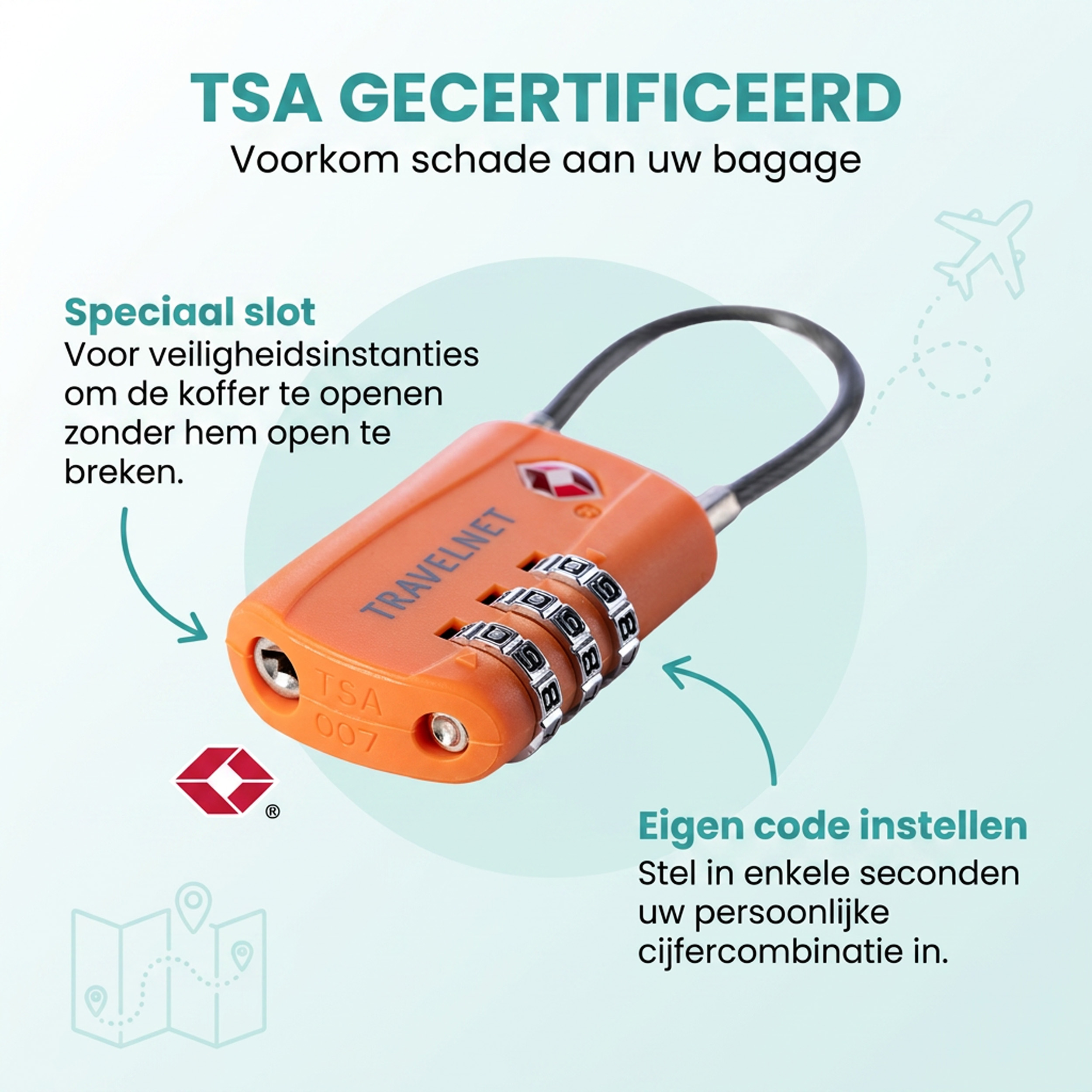 Travelnet TSA Reisslot met Cijfercode Set van 4 - Afbeelding 6