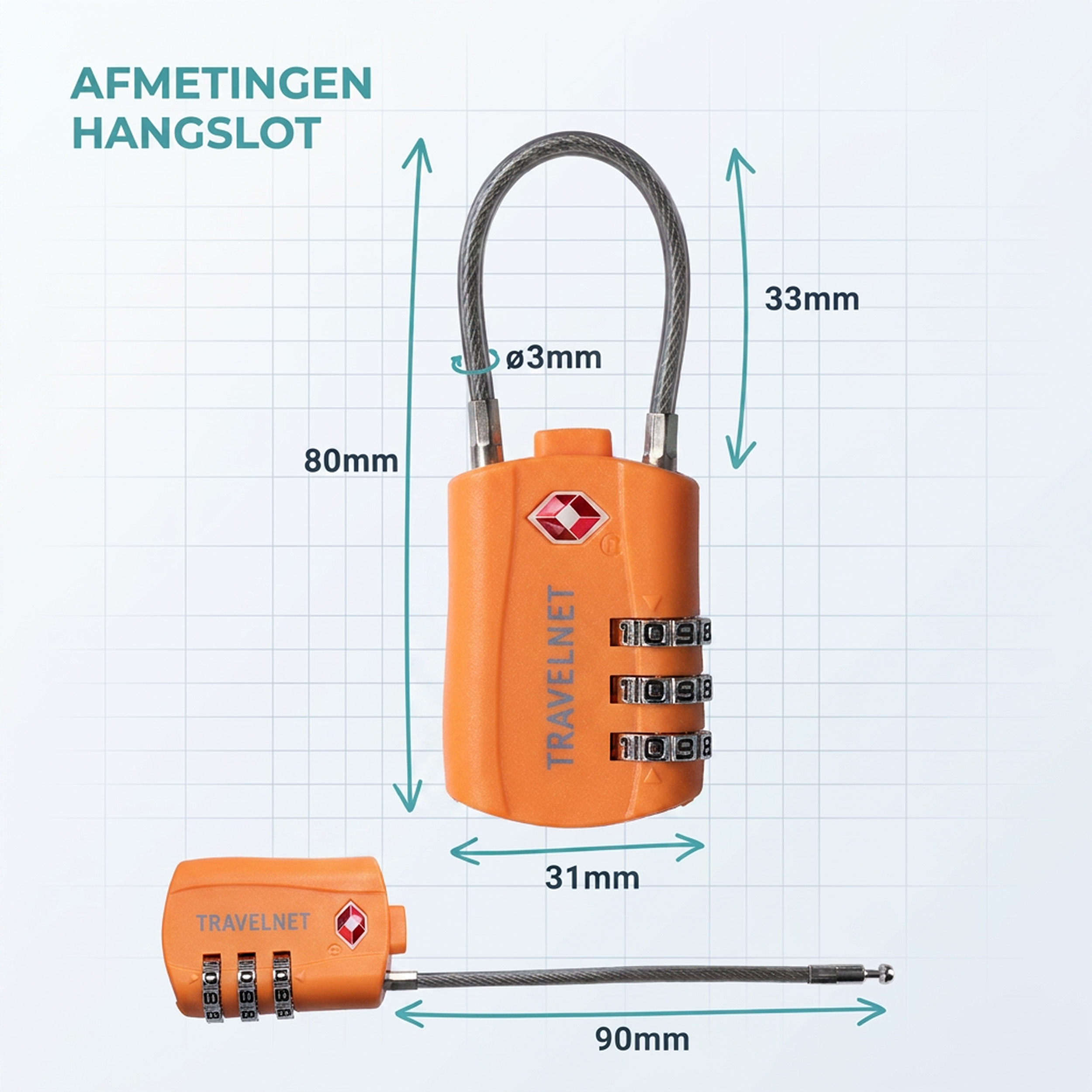 Travelnet TSA Reisslot met Cijfercode Set van 4 - Afbeelding 11
