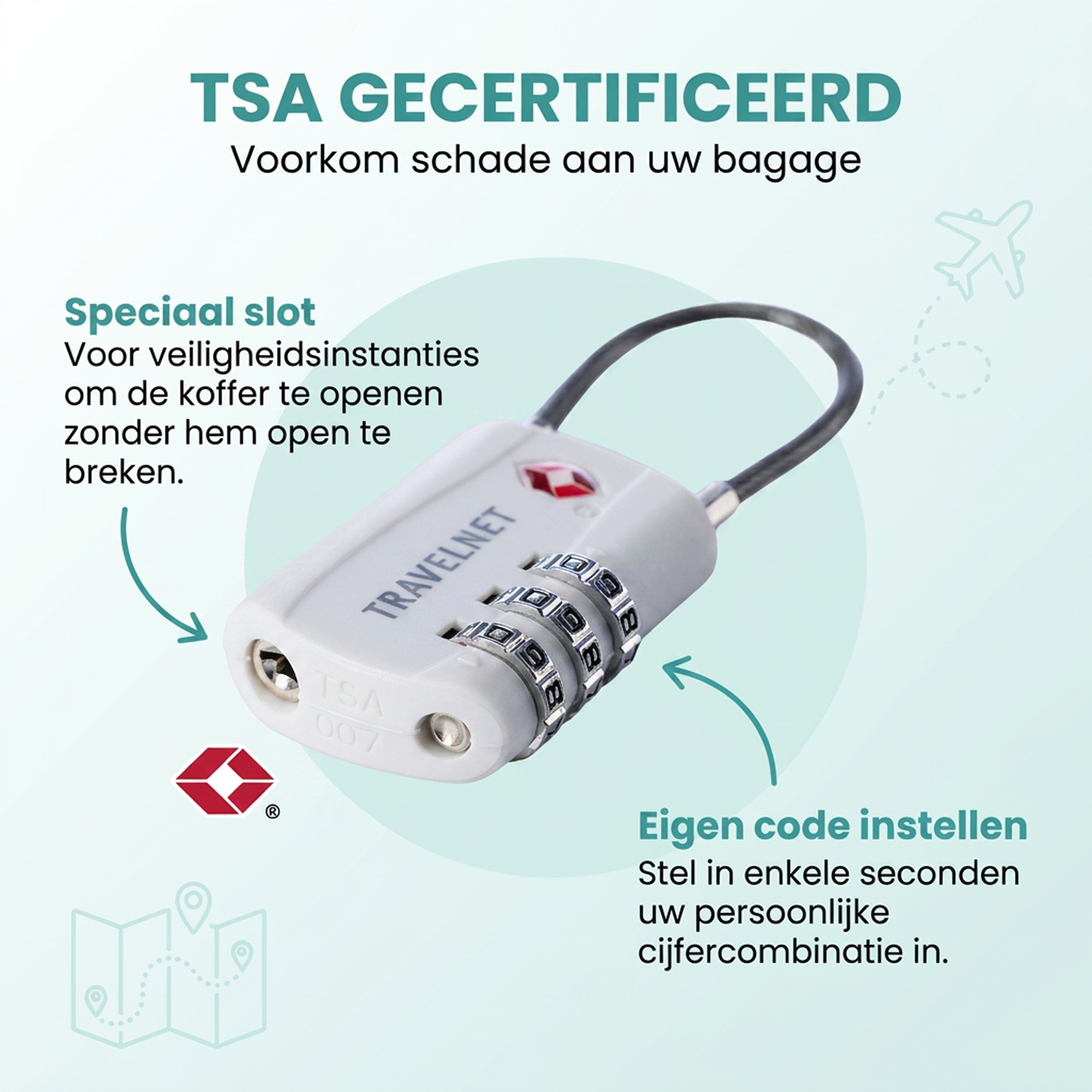 Travelnet TSA Reisslot met Cijfercode Set van 2 - Afbeelding 6